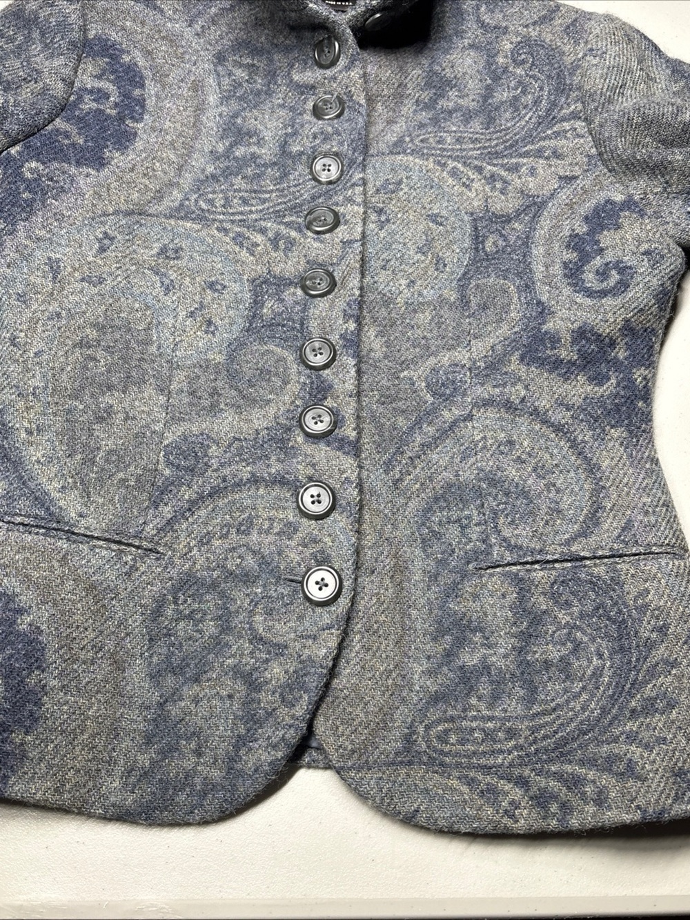 Ralph Lauren Black Label Paisley Print Shacket Made In USA Size 6 100% Wool - Picture 7 of 10